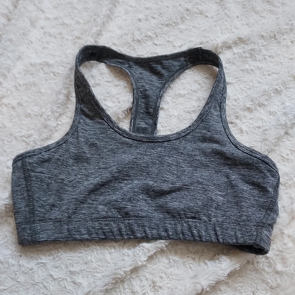 Aviva Sport Gray Racerback Sports Bra Small Workout Gym Yoga Minimalist
